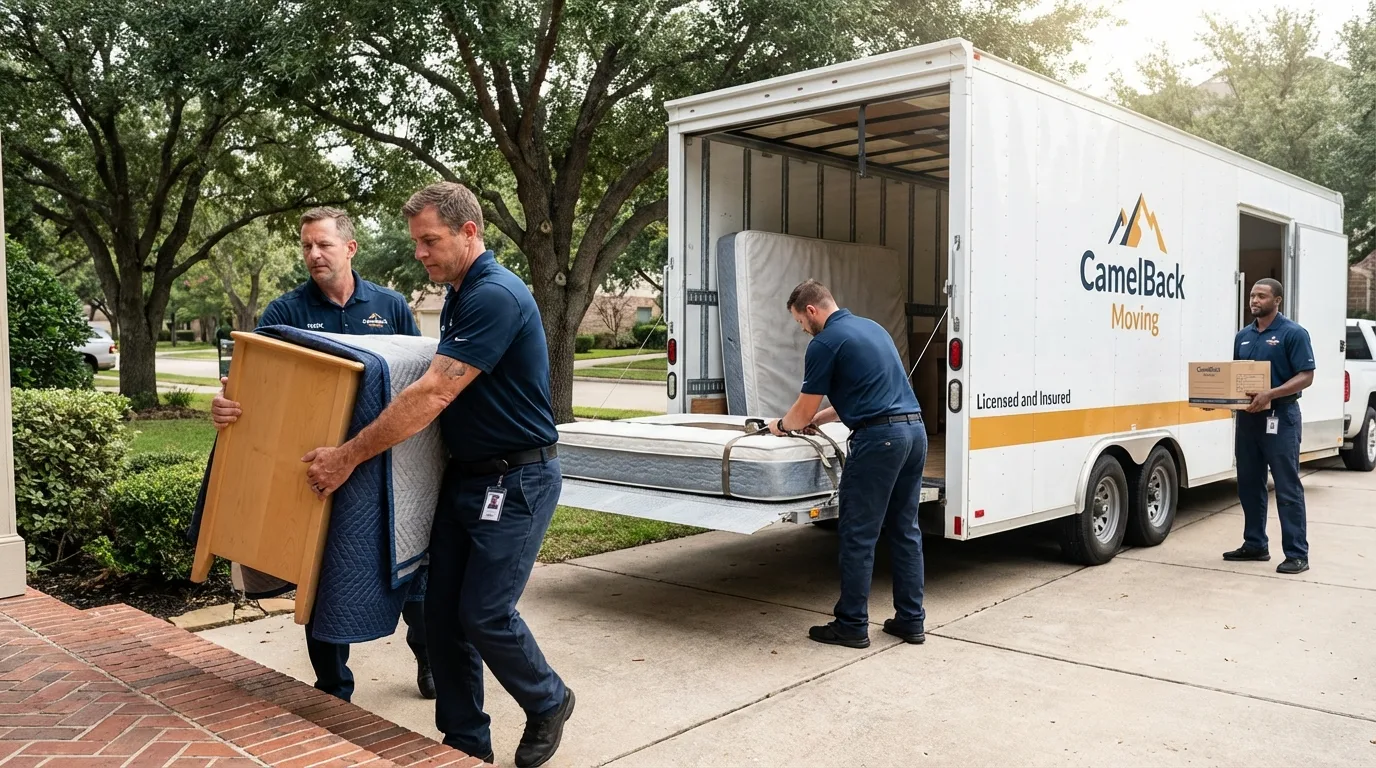 Crew loading residential truck for cross-state move from Chapel Hill, NC